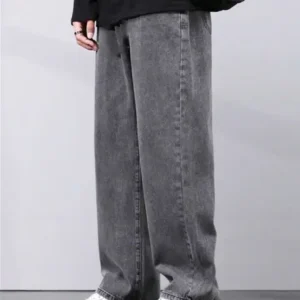 Men Straight Fit Mid Rise Grey Jeans