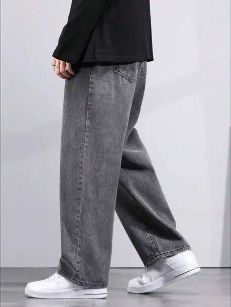 Men Straight Fit Mid Rise Grey Jeans - Image 4