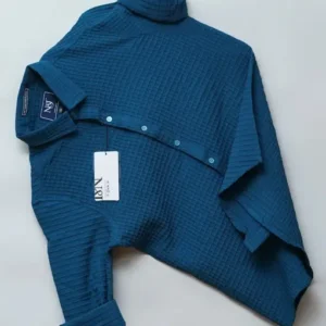 Men Slim Fit Self Design Spread Collar Casual Shirt